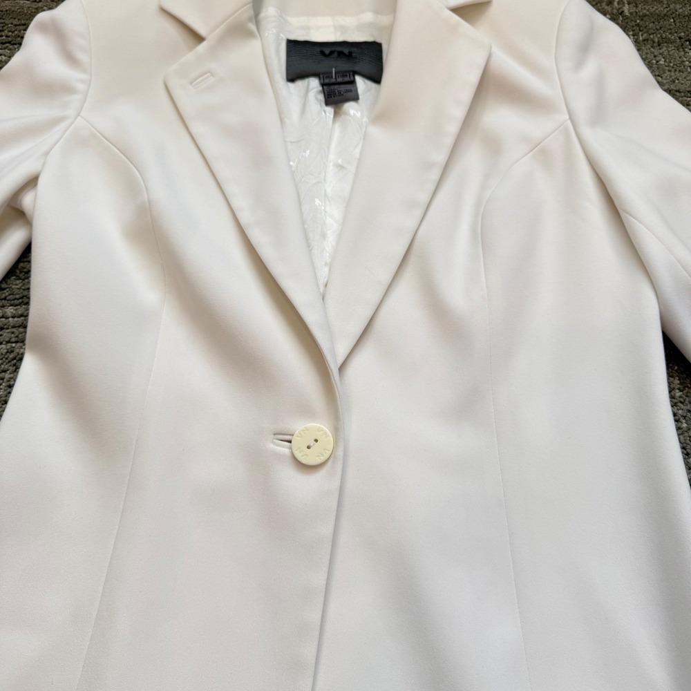 VN White Single Button Longline Blazer Jacket Size 2 - Picture 3 of 7